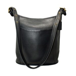 Vintage Coach Slim Duffle Sac Black Leather